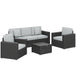 Poly Rattan 5 Seater Garden Sofa Set With Wide Armrests and Pillows - Velmora