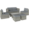Poly Rattan 6 Pieces Conversation Garden Sofa Set With Nesting Footstools - Velmora