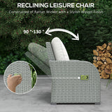 Poly Rattan 6 Pieces Garden Dining Set With Reclining Armchairs and Metal Frame - Velmora