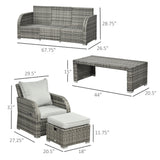Poly Rattan 6 Pieces Garden Dining Set With Reclining Armchairs and Metal Frame - Velmora