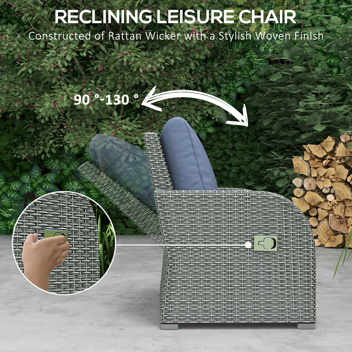 Poly Rattan 6 Pieces Garden Dining Set With Reclining Armchairs and Metal Frame - Velmora