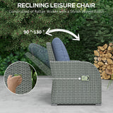 Poly Rattan 6 Pieces Garden Dining Set With Reclining Armchairs and Metal Frame - Velmora