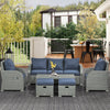 Poly Rattan 6 Pieces Garden Dining Set With Reclining Armchairs and Metal Frame - Velmora