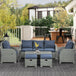 Poly Rattan 6 Pieces Garden Dining Set With Reclining Armchairs and Metal Frame - Velmora