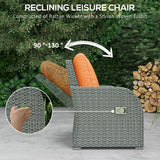 Poly Rattan 6 Pieces Garden Dining Set With Reclining Armchairs and Metal Frame - Velmora