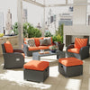 Poly Rattan 6 Pieces Garden Dining Set With Reclining Armchairs and Metal Frame - Velmora