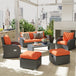 Poly Rattan 6 Pieces Garden Dining Set With Reclining Armchairs and Metal Frame - Velmora