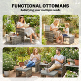 Poly Rattan 6 Pieces Garden Sofa Set With Nesting Tables And Armchairs - Velmora