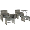 Poly Rattan 6 Pieces Garden Sofa Set With Nesting Tables And Armchairs - Velmora