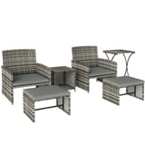 Poly Rattan 6 Pieces Garden Sofa Set With Nesting Tables And Armchairs - Velmora