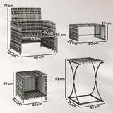 Poly Rattan 6 Pieces Garden Sofa Set With Nesting Tables And Armchairs - Velmora