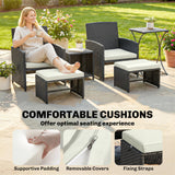 Poly Rattan 6 Pieces Garden Sofa Set With Nesting Tables And Armchairs - Velmora