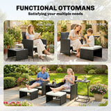 Poly Rattan 6 Pieces Garden Sofa Set With Nesting Tables And Armchairs - Velmora