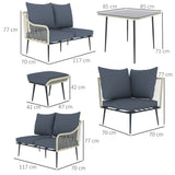 Poly Rattan 6 Pieces Garden Sofa Set With Removable and Washable Covers - Velmora
