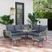 Poly Rattan 6 Pieces Garden Sofa Set With Removable and Washable Covers - Velmora