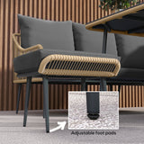 Poly Rattan 6 Pieces Garden Sofa Set With Removable and Washable Covers - Velmora