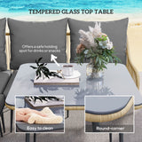 Poly Rattan 6 Pieces Garden Sofa Set With Removable and Washable Covers - Velmora