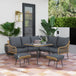 Poly Rattan 6 Pieces Garden Sofa Set With Removable and Washable Covers - Velmora