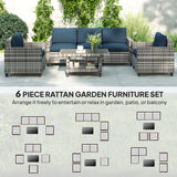 Poly Rattan 6 Pieces Modular Garden Sofa Set - Velmora