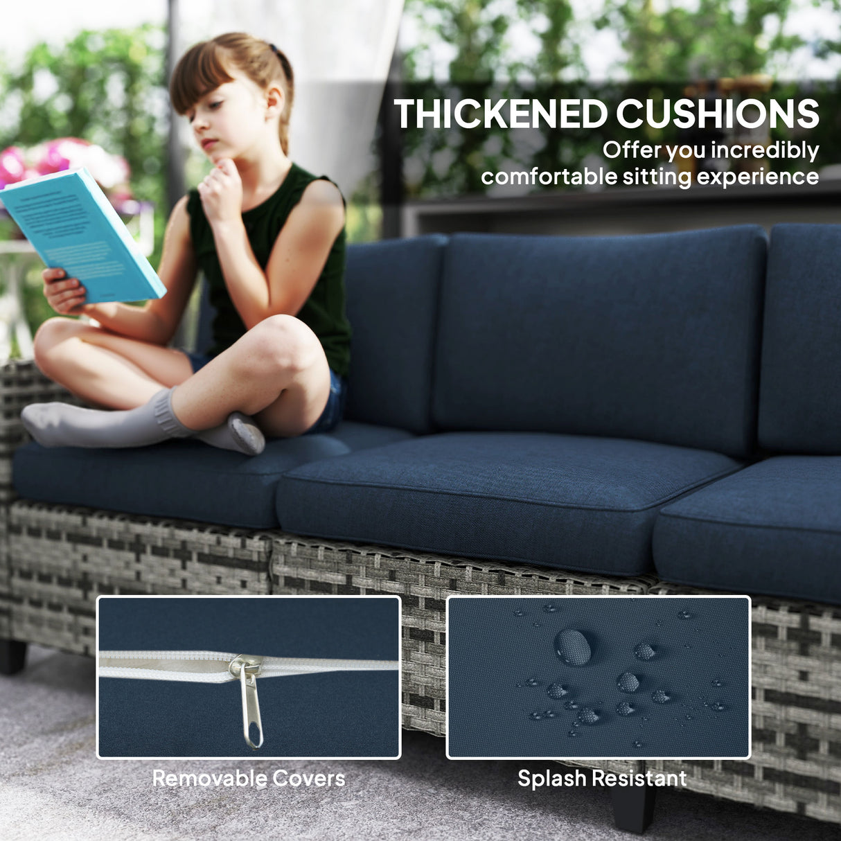 Poly Rattan 6 Pieces Modular Garden Sofa Set - Velmora
