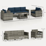 Poly Rattan 6 Pieces Modular Garden Sofa Set - Velmora