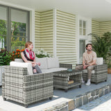 Poly Rattan 6 Pieces Modular Garden Sofa Set - Velmora