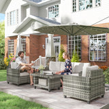 Poly Rattan 6 Pieces Modular Garden Sofa Set - Velmora