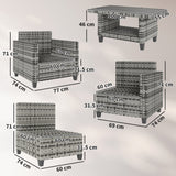 Poly Rattan 6 Pieces Modular Garden Sofa Set - Velmora