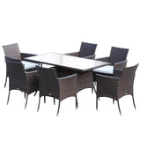 Poly Rattan 6 Seater Garden Dining Set With Cushions - Velmora