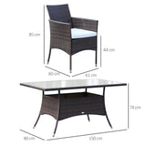 Poly Rattan 6 Seater Garden Dining Set With Cushions - Velmora