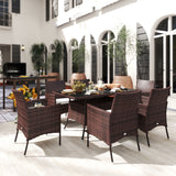 Poly Rattan 6 Seater Garden Dining Set With Cushions - Velmora
