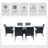 Poly Rattan 6 Seater Garden Dining Set With Cushions - Velmora
