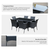 Poly Rattan 6 Seater Garden Dining Set With Cushions - Velmora