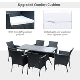 Poly Rattan 6 Seater Garden Dining Set With Cushions - Velmora