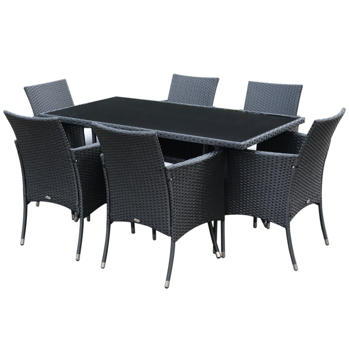 Poly Rattan 6 Seater Garden Dining Set With Cushions - Velmora