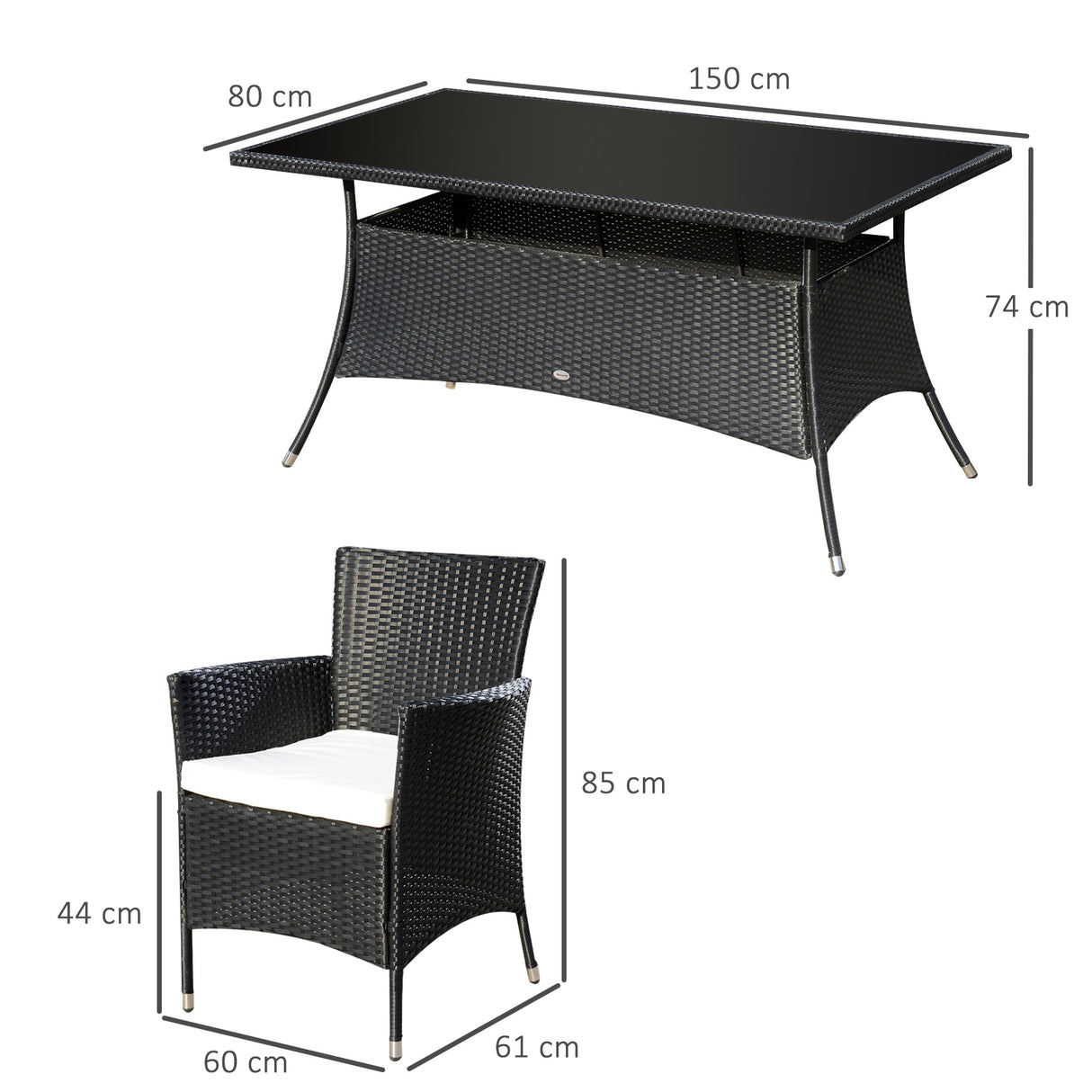 Poly Rattan 6 Seater Garden Dining Set With Cushions - Velmora