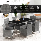 Poly Rattan 6 Seater Garden Dining Set With Cushions - Velmora