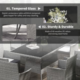 Poly Rattan 6 Seater Garden Dining Set With Cushions - Velmora