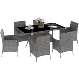 Poly Rattan 6 Seater Garden Dining Set With Cushions - Velmora