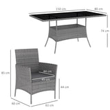 Poly Rattan 6 Seater Garden Dining Set With Cushions - Velmora