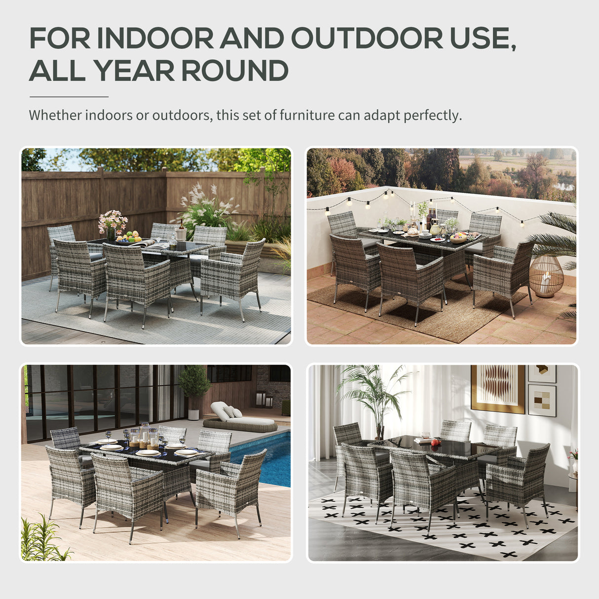 Poly Rattan 6 Seater Garden Dining Set With Cushions - Velmora