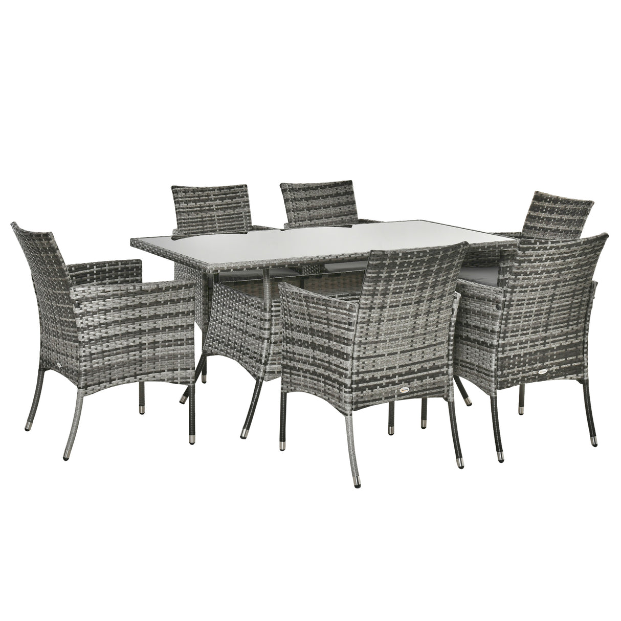 Poly Rattan 6 Seater Garden Dining Set With Cushions - Velmora