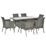 Poly Rattan 6 Seater Garden Dining Set With Cushions - Velmora