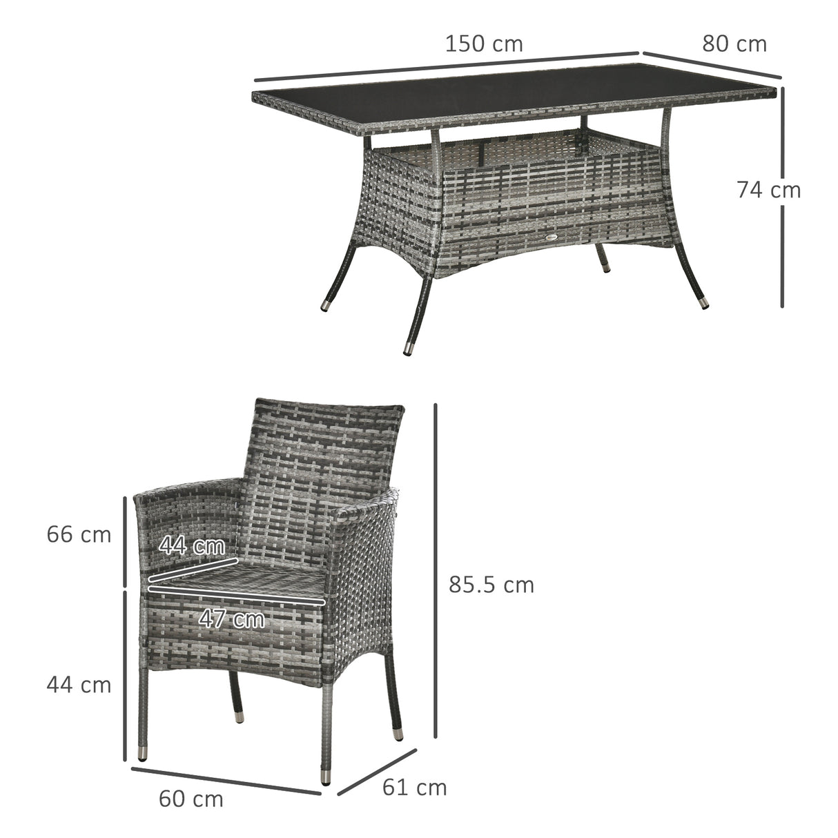 Poly Rattan 6 Seater Garden Dining Set With Cushions - Velmora