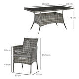 Poly Rattan 6 Seater Garden Dining Set With Cushions - Velmora