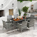 Poly Rattan 6 Seater Garden Dining Set With Cushions - Velmora