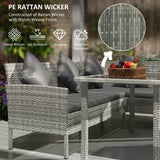 Poly Rattan 6 Seater Garden Dining Set With Table And Footstool With Cushion - Velmora