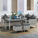 Poly Rattan 6 Seater Garden Dining Set With Table And Footstool With Cushion - Velmora