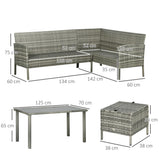Poly Rattan 6 Seater Garden Dining Set With Table And Footstool With Cushion - Velmora