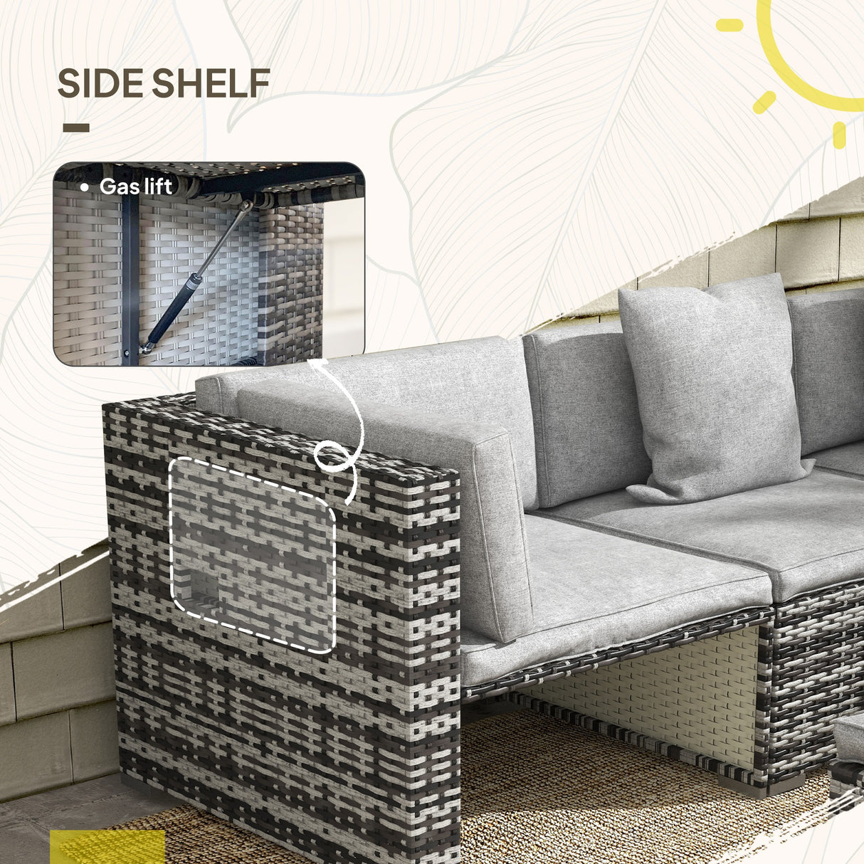 Poly Rattan 7 Pieces Garden Sofa Set With Coffee Table And Footstools - Velmora